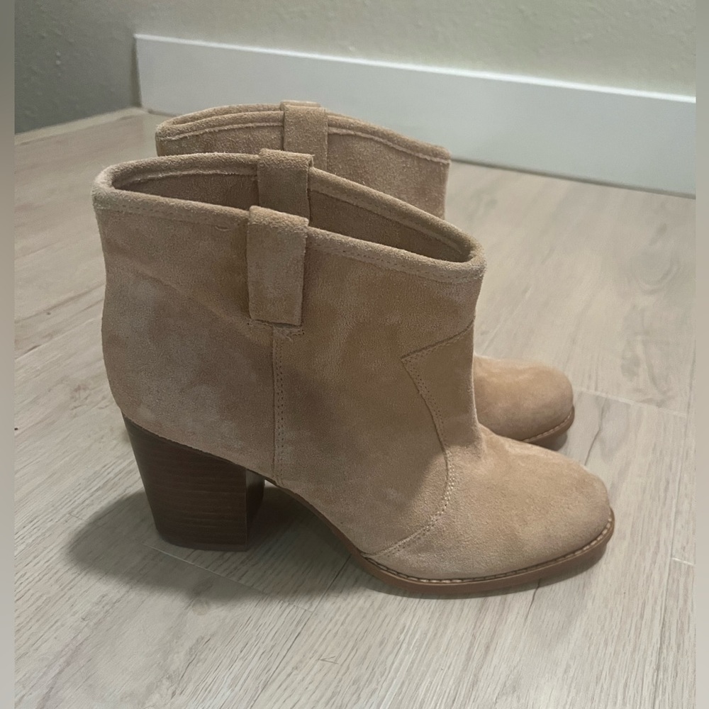 Splendid Women’s Lakota Western Ankle Suede Boots Booties Beige Size 10